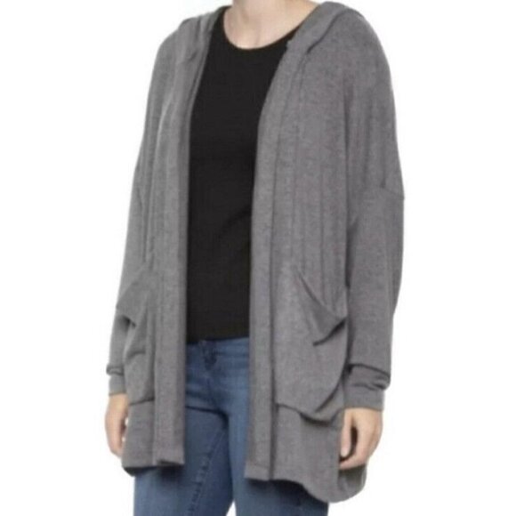 Young Fabulous & Broke Woman's Sz S Ottawa Gray Hooded Open Cardigan Sweater - Picture 1 of 8